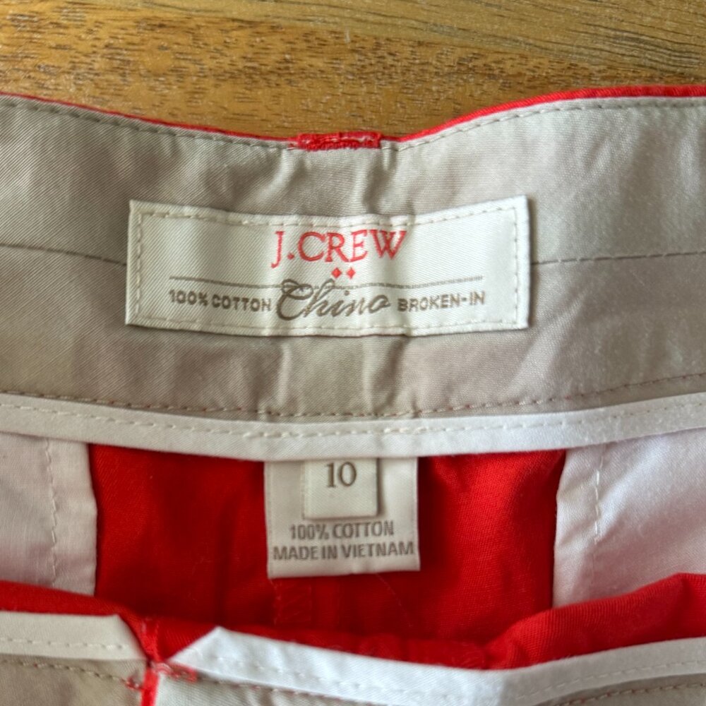 J. Crew Factory Red Orange Coral Chino Broke-In Shorts - Size 8 - Picture 4 of 6